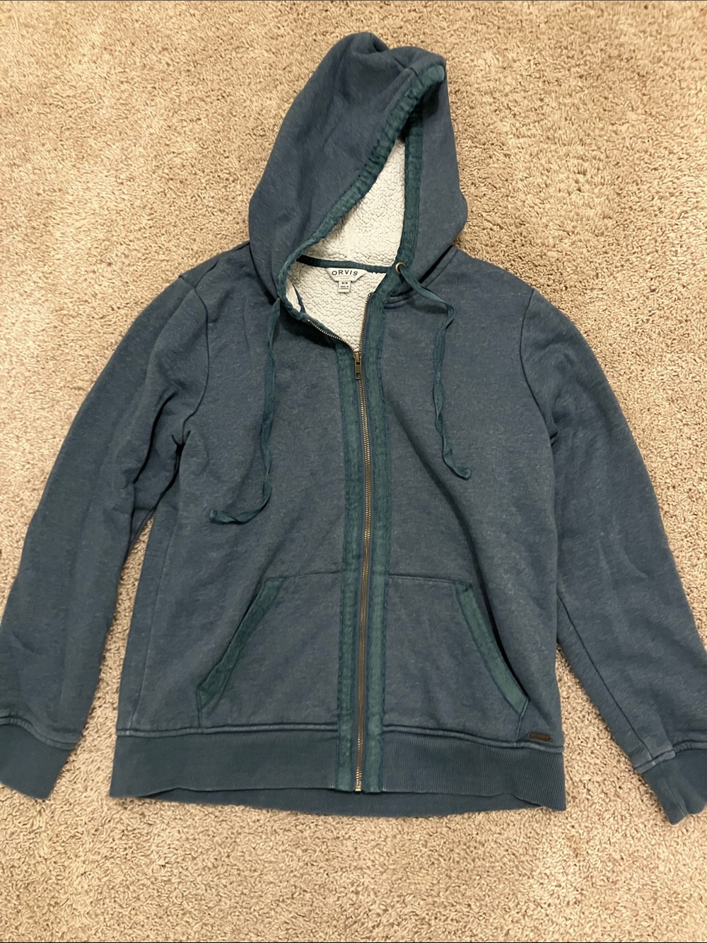 Orvis Women’s Green Zip-Up Sherpa Lined Hoodie Sweater